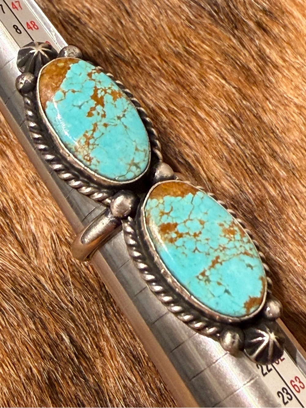 Authentic Navajo Johnny Dixon Mine 8 Sterling Adjustable Statement Ring